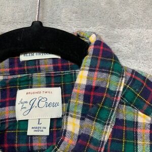 J.Crew Mens Slim Untucked Brushed Twill Plaid Button Down Shirt Green Large